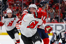 Hockey player wearing a TRUFIT mouthguard