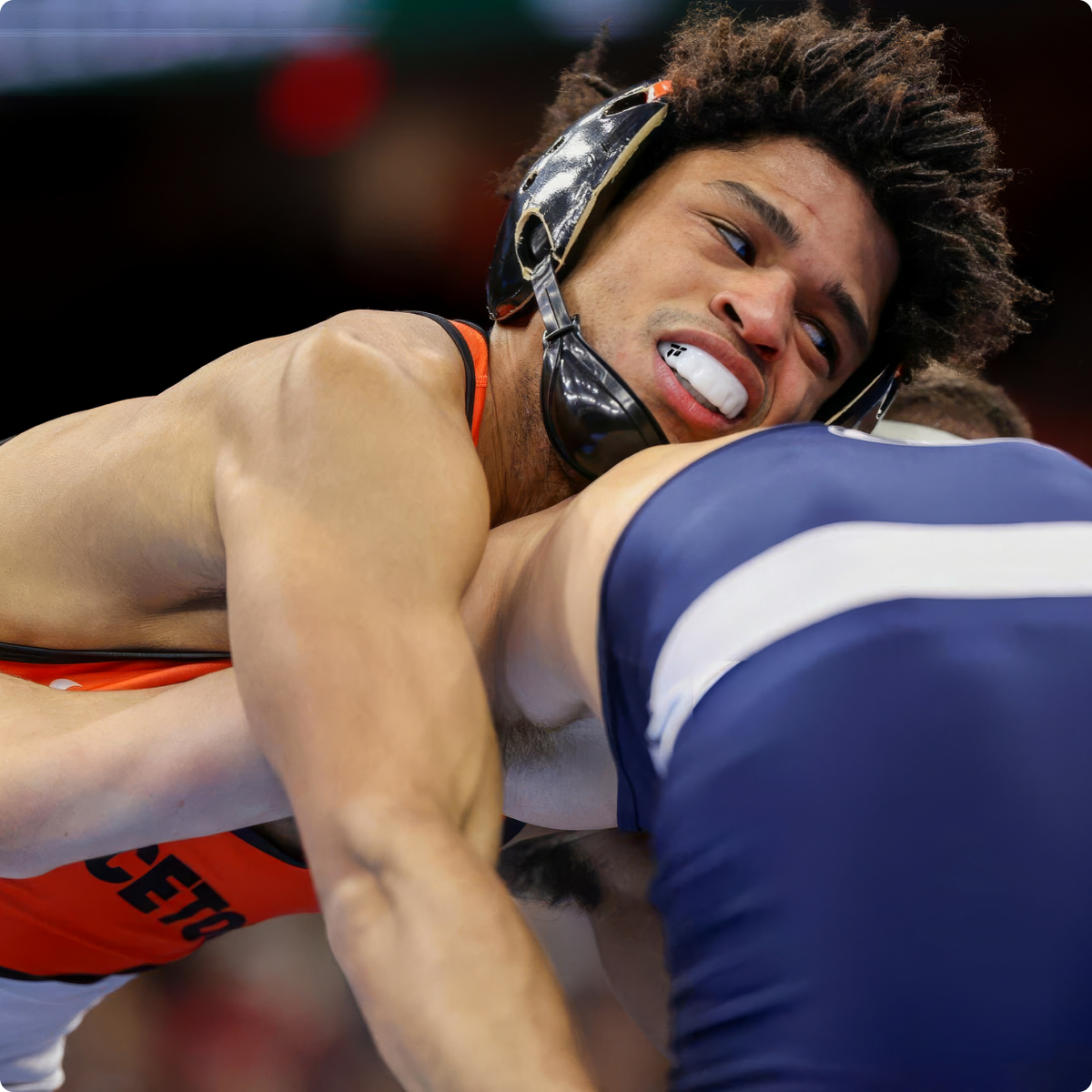 Wrestling athlete with a TRUFIT mouthguard